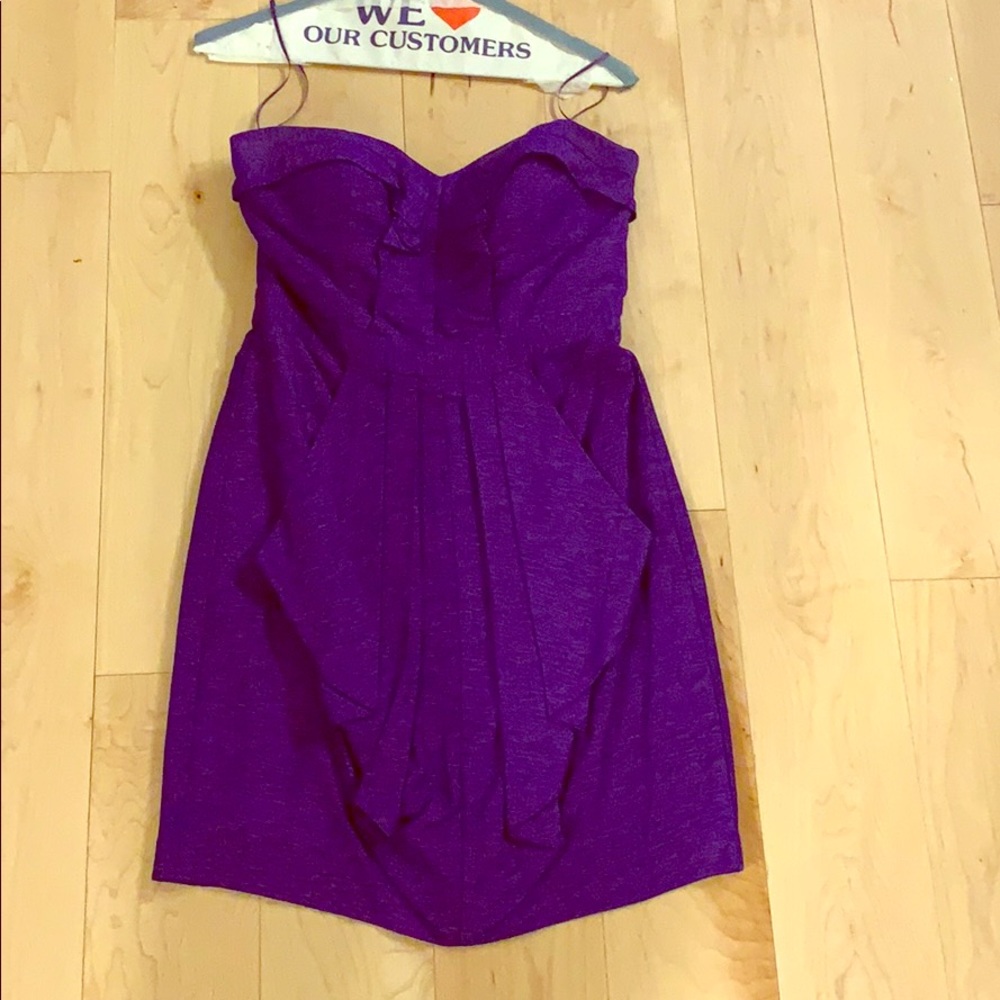 Purple strapless dress